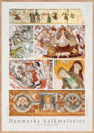 Plakat med collage af kalkmalerier fra Vestsjælland, Danmark