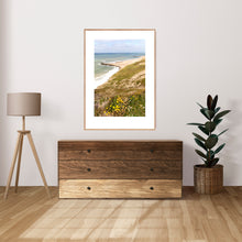 Indlæs billede til gallerivisning Plakat med høfterne ud fra stranden ved Bovbjerg Fyr, Danmark
