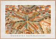 Plakat med gotiske  kalkmalerier fra Østofte Kirke, Danmarrk