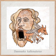 Plakat med vrængemaske fra Sankt Mariæ Kirke i Helsingør, Danmarrk