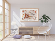 Indlæs billede til gallerivisning Plakat med et gotisk kalkmaler, der viser to sladrende kvinder og en djævel, Danmark
