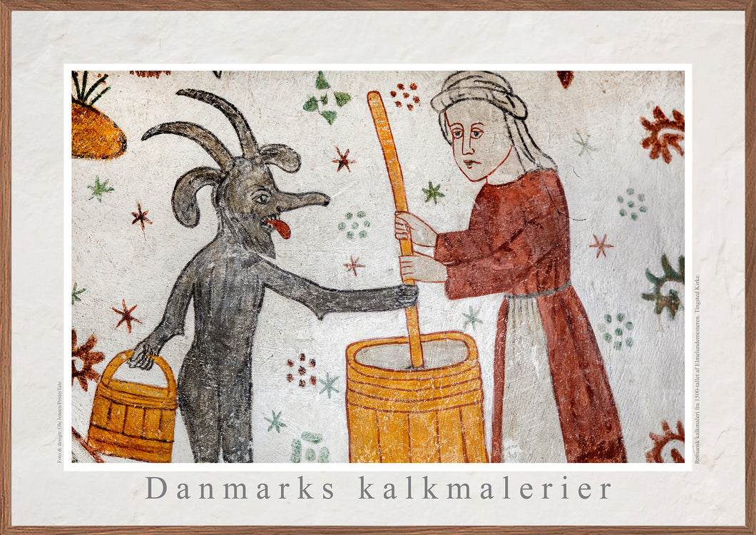 Plakat med gotisk kalkmalerier fra Tingsted Kirke, Danmark