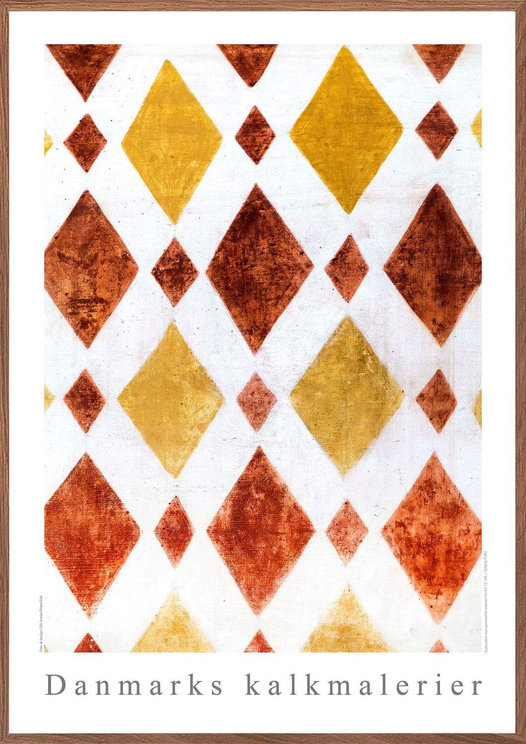 Plakat med kalkmaleri med romansk mønster fra Tybjerg Kirke, Danmark