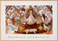 Plakat med kalkmaleri der viser Knud Lavard i Sct. Bendts Kirke i Ringsted, Danmark